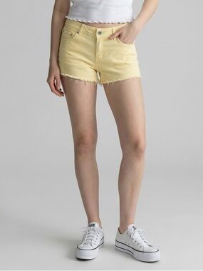 Tillys Boom Boom Jeans Pastel Yellow jean shorts cut offs mini shorts summer
